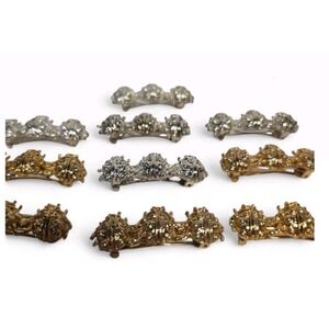 LOT OF 10 Lady Bug HEAVY METAL Small Hair Clip BARRETTES 2in GOLD SILVER TONE